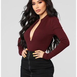 Grind Time Beyond Long Sleeve Bodysuit- Burgundy
